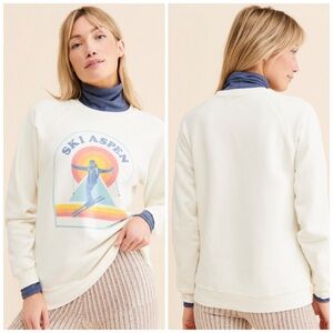 Retrobrand Antique White Ski Aspen Pullover Graphic Sweatshirt Size M
